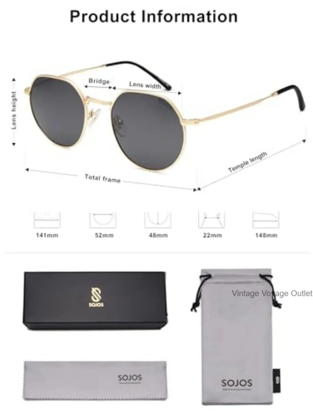 Retro Panto Rounded Polarized Sunglasses Metal Wire Frames Adjustable Nose Pads